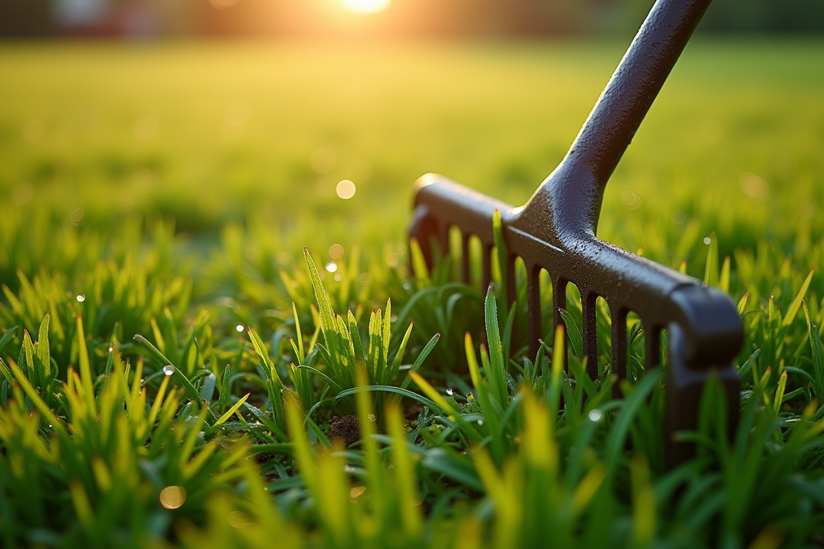Gros plan sur des grilles de scarificateur avec débris de chaume