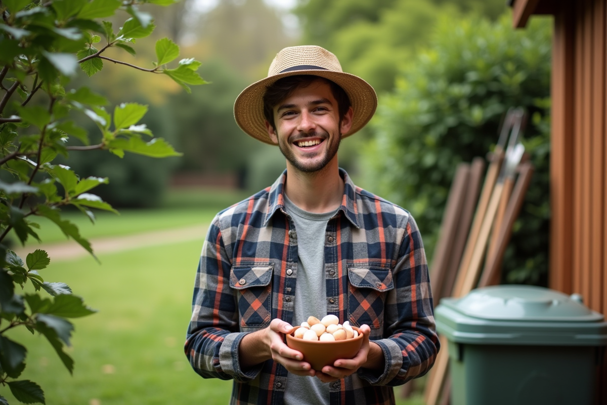 Jeune homme avec un bol d