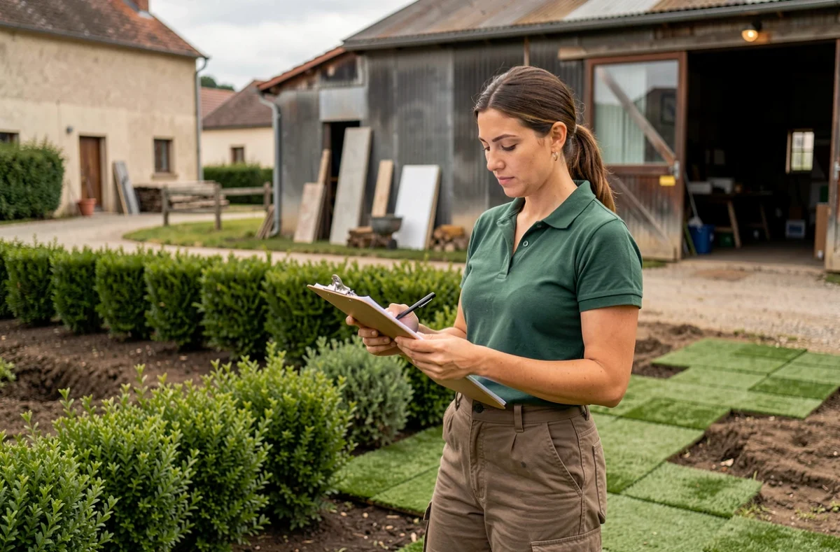 Paysagiste de SEFA Environnement supervisant l'aménagement d'un jardin à Froideconche en Haute-Saône